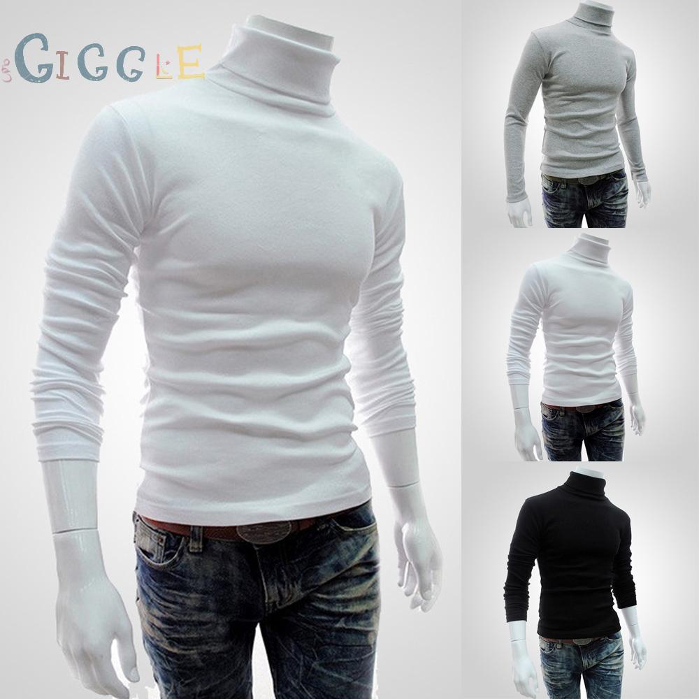 Mens Slim Turtleneck Long Sleeve Tops Pullover Warm Stretch Knitwear Sweater  hot sale readystock 2021
