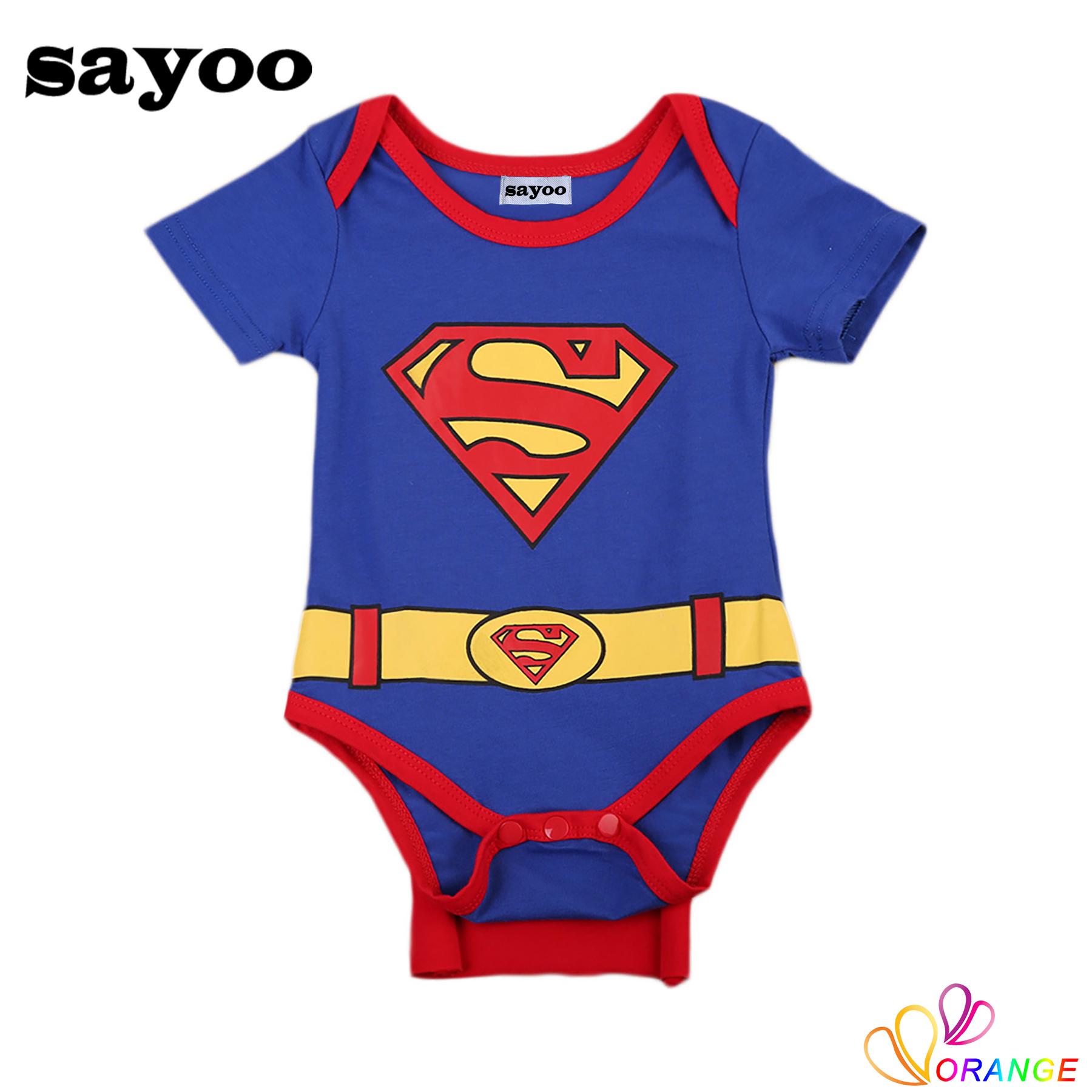 Áo Liền Quần Ngắn Tay In Hình Superman Cho Bé Trai Sơ Sinh Từ 0-24 Tháng Tuổi