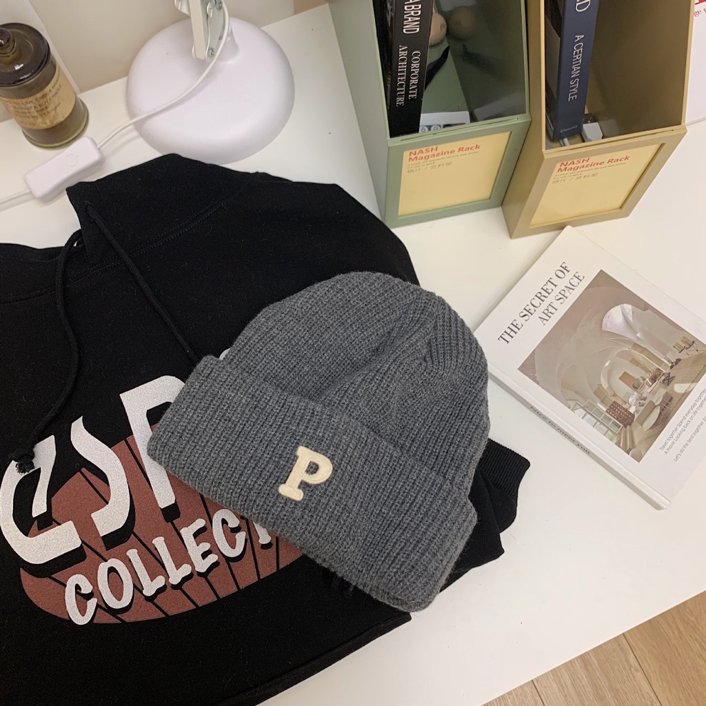 Mũ len Beanie phong cách Hàn Quốc chữ P nhiều màu SẴN HÀNG - L13