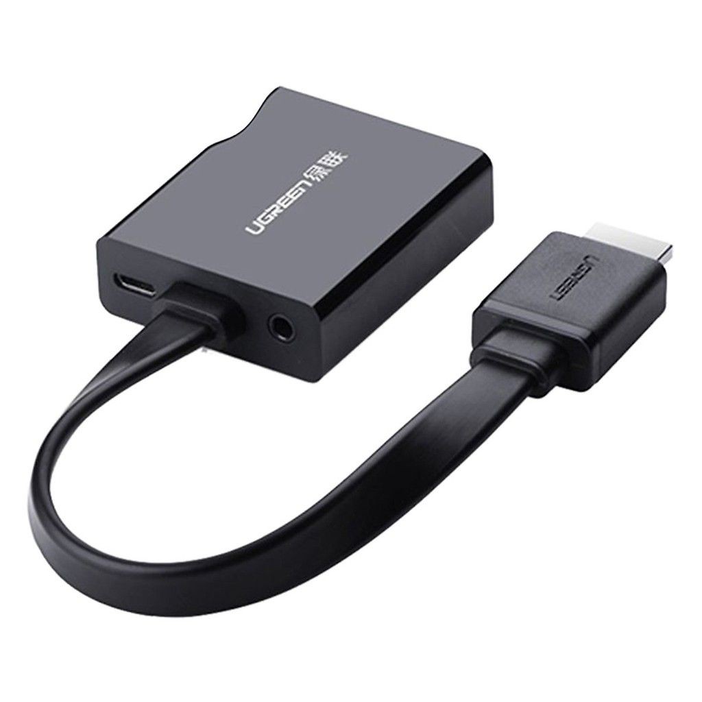 Cáp chuyển đổi HDMI to VGA dẹt có Audio Ugreen 40248 cao cấp - Hàng Chính hãng bảo hành 18 tháng