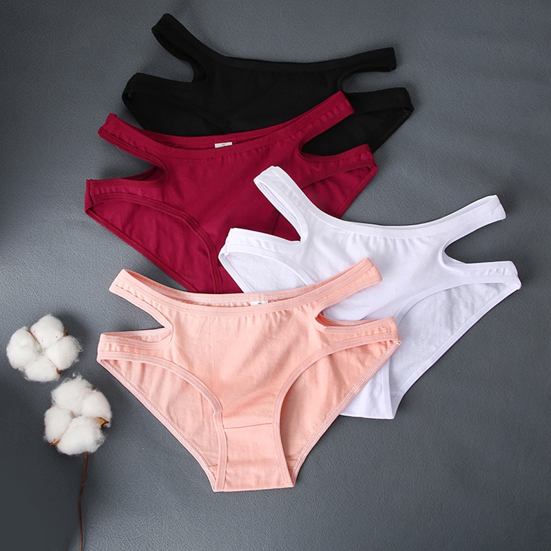 Cute Byte Bộ 2 Quần Lót Cotton Lưng Thấp Màu Trơn Thoải Mái Size S-XL Cho Nữ