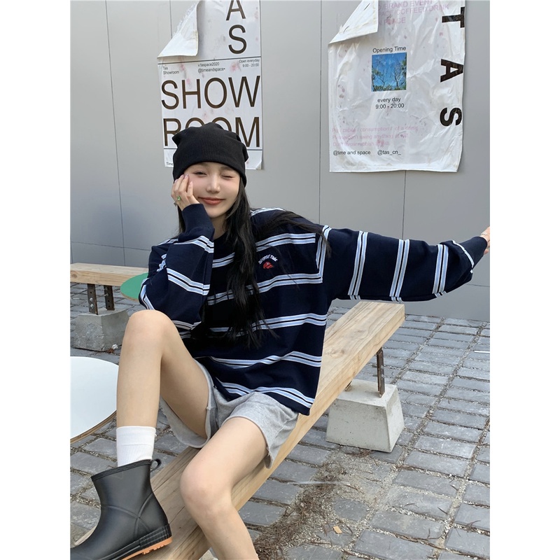 Áo Thun Nữ Tay Dài Kẻ Sọc Thời Trang Hàn Quốc | BigBuy360 - bigbuy360.vn