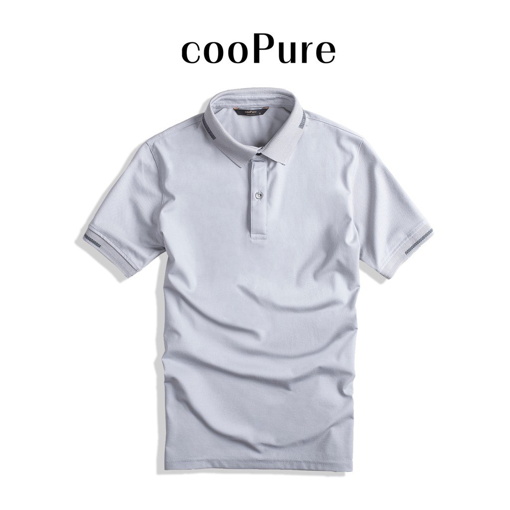 Áo thun polo nam cooPure màu trắng, chất vải Bamboo, thiết kế cổ dệt extra cool NO.1646 (6 màu)