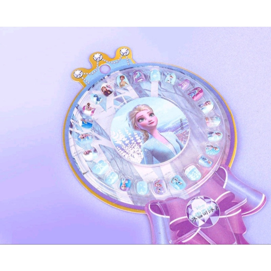 Sét 24 móng tay giả (có keo dính sẵn) kèm dũa móng tay họa tiết công chúa Elsa, Shopia cho bé gái