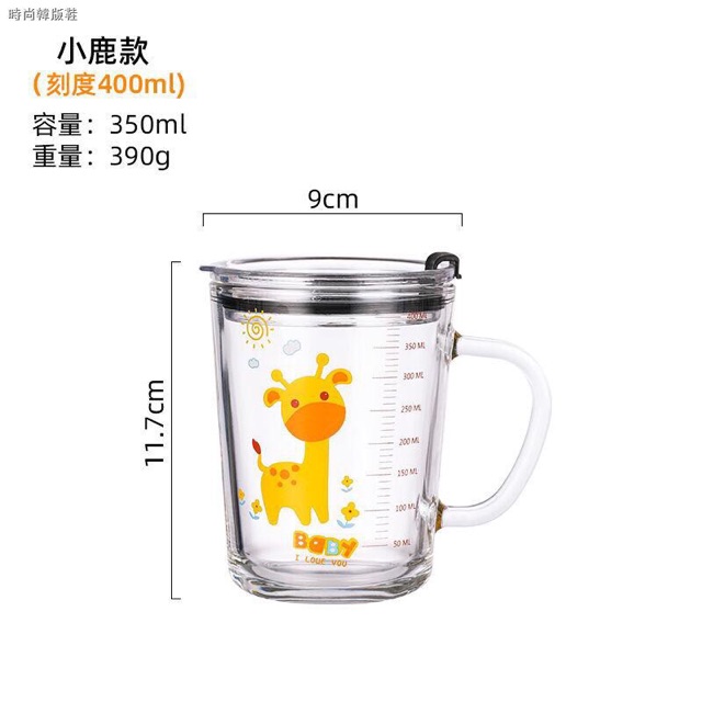 Cốc thuỷ tinh uống nước, sữa có nắp kèm ống hút , chia vạch tiệ dụng