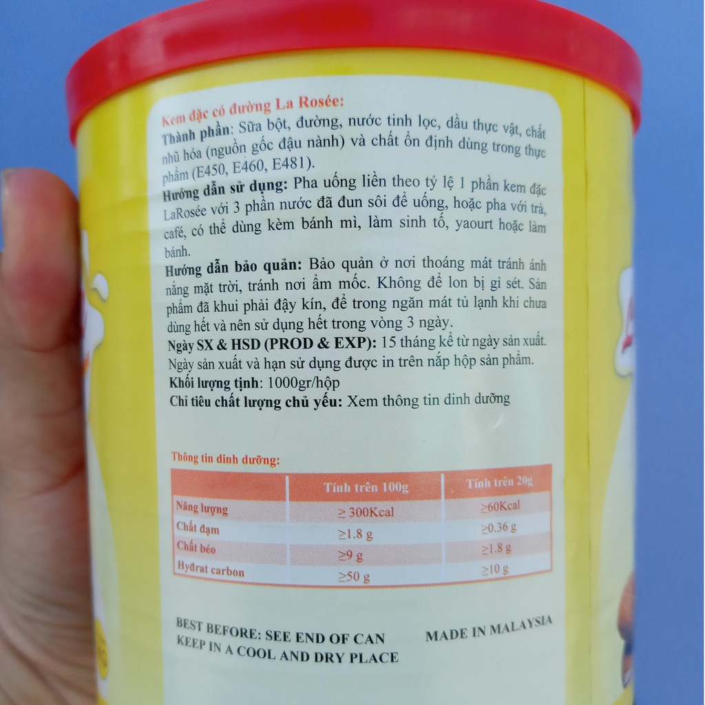 [CHÍNH HÃNG] Sữa đặc Larosee 1kg, sữa đặc có đường La Rosee (kem đặc có đường Larosee) giá sỉ để pha cà phê, sinh tố
