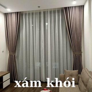 Rèm cửa màu xám khói xingfa LV chất liệu vải dệt 3 lớp chuyên dụng cho rèm cửa sổ phòng ngủ hoặc decor phòng khach, trọ