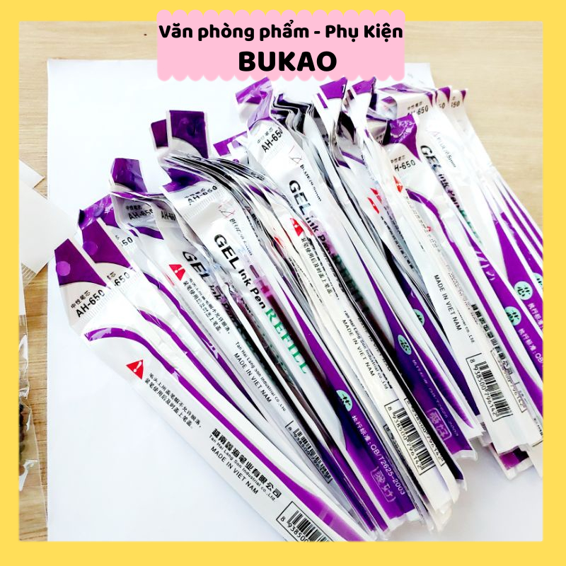 100 ruột bút tím học sinh tiểu học thay bút gel cute, ruột bút xanh đen đỏ thay bút chữ A