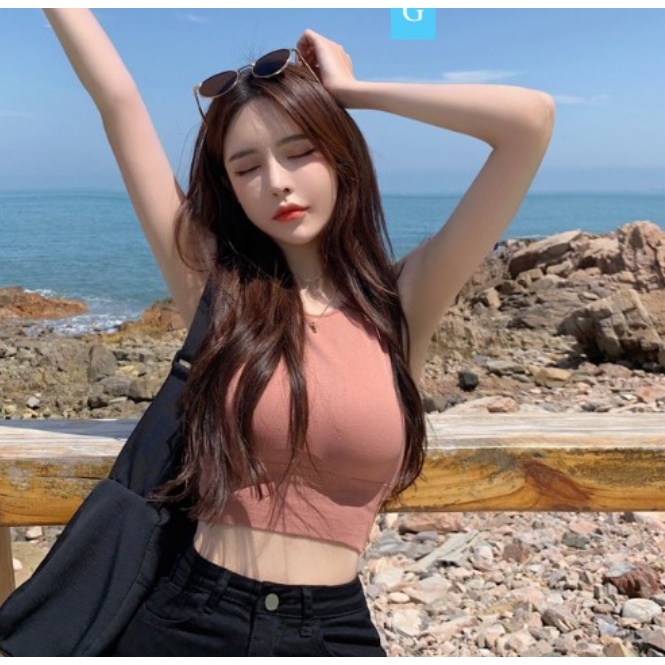 Áo Croptop 3 Lỗ Nữ Đệm Ngực Sát Nách Cổ Tròn Áo Bra Tập Thể Thao Gym, Yoga, Zumba, Aerobic EVA