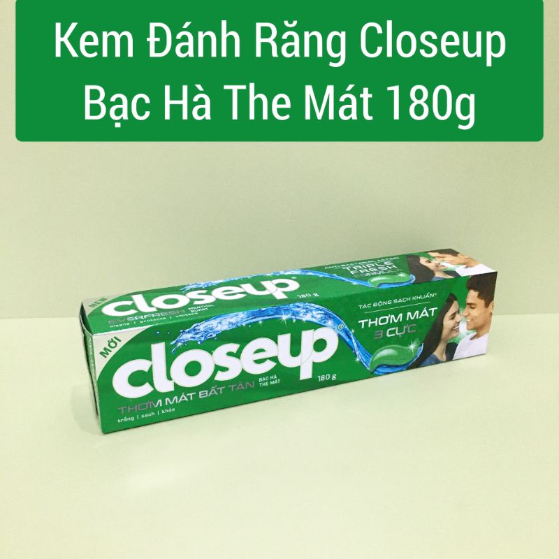 Kem Đánh Răng Closeup Bạc Hà The Mát 180g + Tặng.