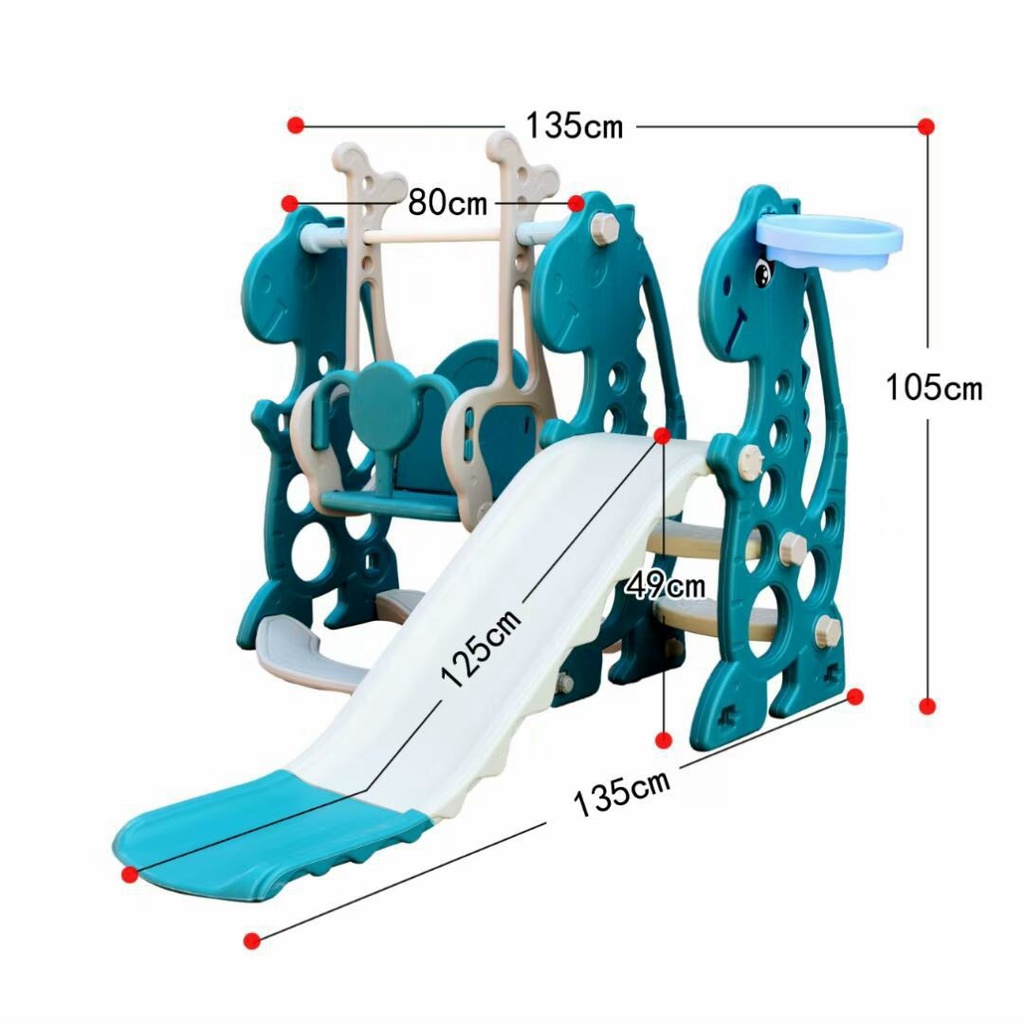Bộ cầu trượt xích đu bóng rổ cho bé 602 - kèm bóng rổ