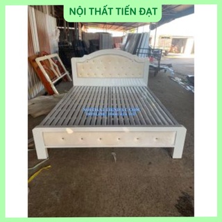 giường sắt hộp giả gỗ mẫu mới đẹp 1m6 x 2m