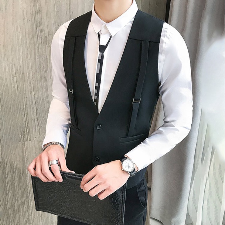 Áo Gile nam, Áo gile tạo đai cách điệu, lịch lãm, trẻ trung, phong cách hiện đại, tạo điểm nhấn cho các tổng tài mã N41