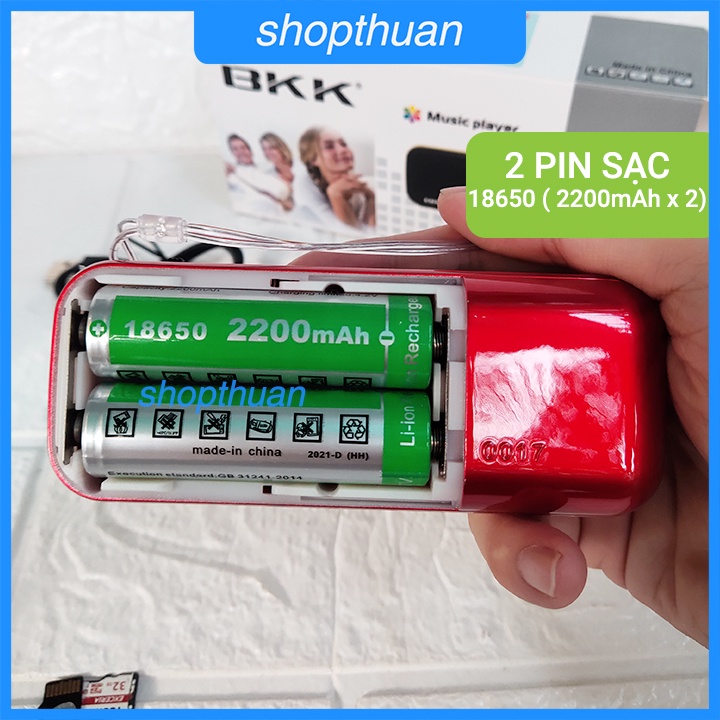 [Mã ELHACE giảm 4% đơn 300K] Loa BKK B851 Có 2 Pin Sạc - 2 Khe Cắm Thẻ Nhớ, Nghe Thẻ Nhớ , FM Radio