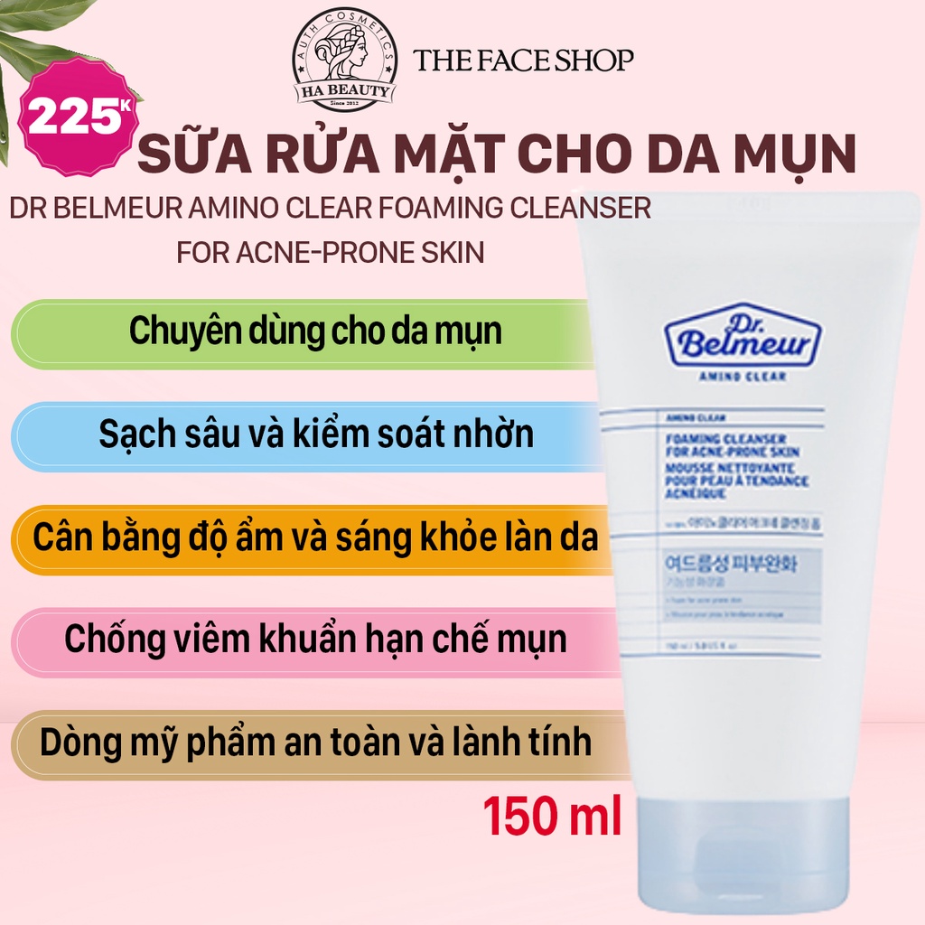 Sữa Rửa Mặt Cho Da Mụn The Face Shop DR Belmeur Amino Clear Foaming Cleanser For Acne-Prone Skin 150ml