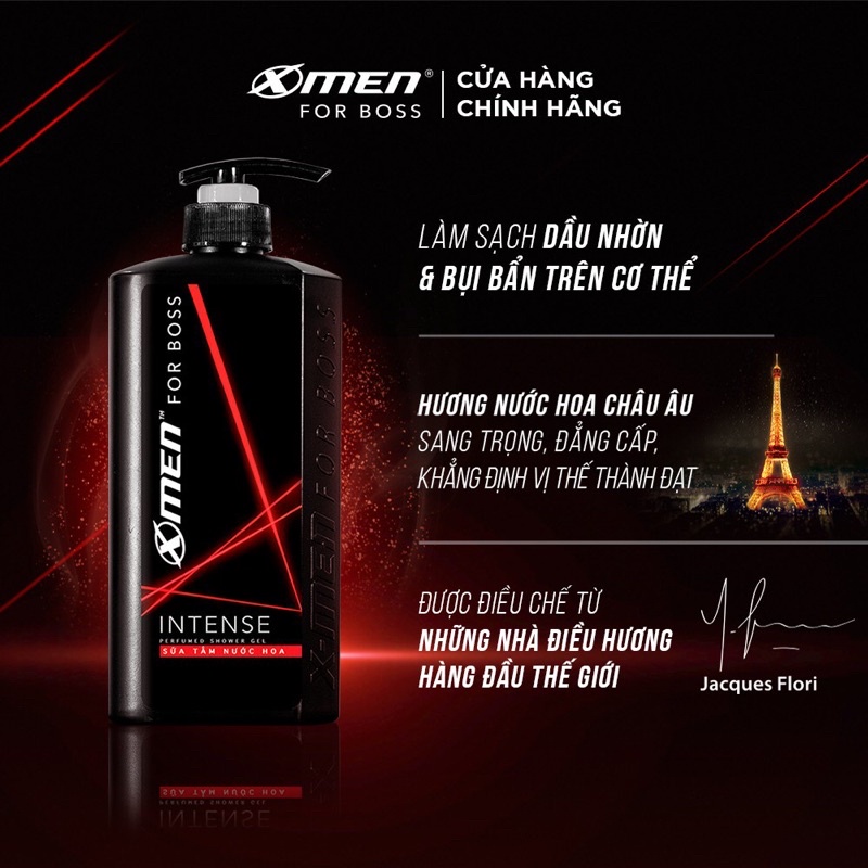 COMBO DẦU GỘI NƯỚC HOA XMEN FOR BOSS 650g + SỮA TẮM NƯỚC HOA XMEN FOR BOSS INTENSE 650g