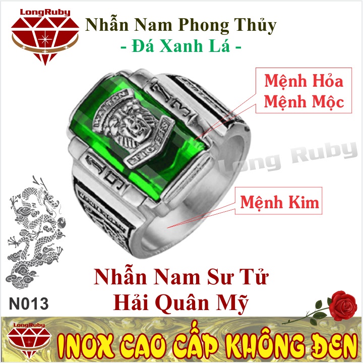 NHẪN NAM SƯ TỬ MẶT ĐÁ ĐEN