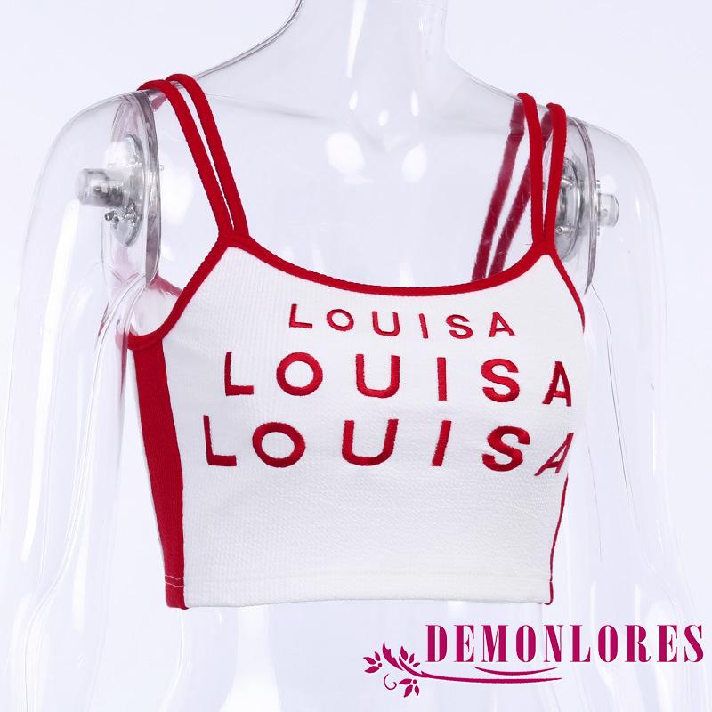 Áo hai dây thân ngắn thêu chữ gợi cảm thời trang cho nữ