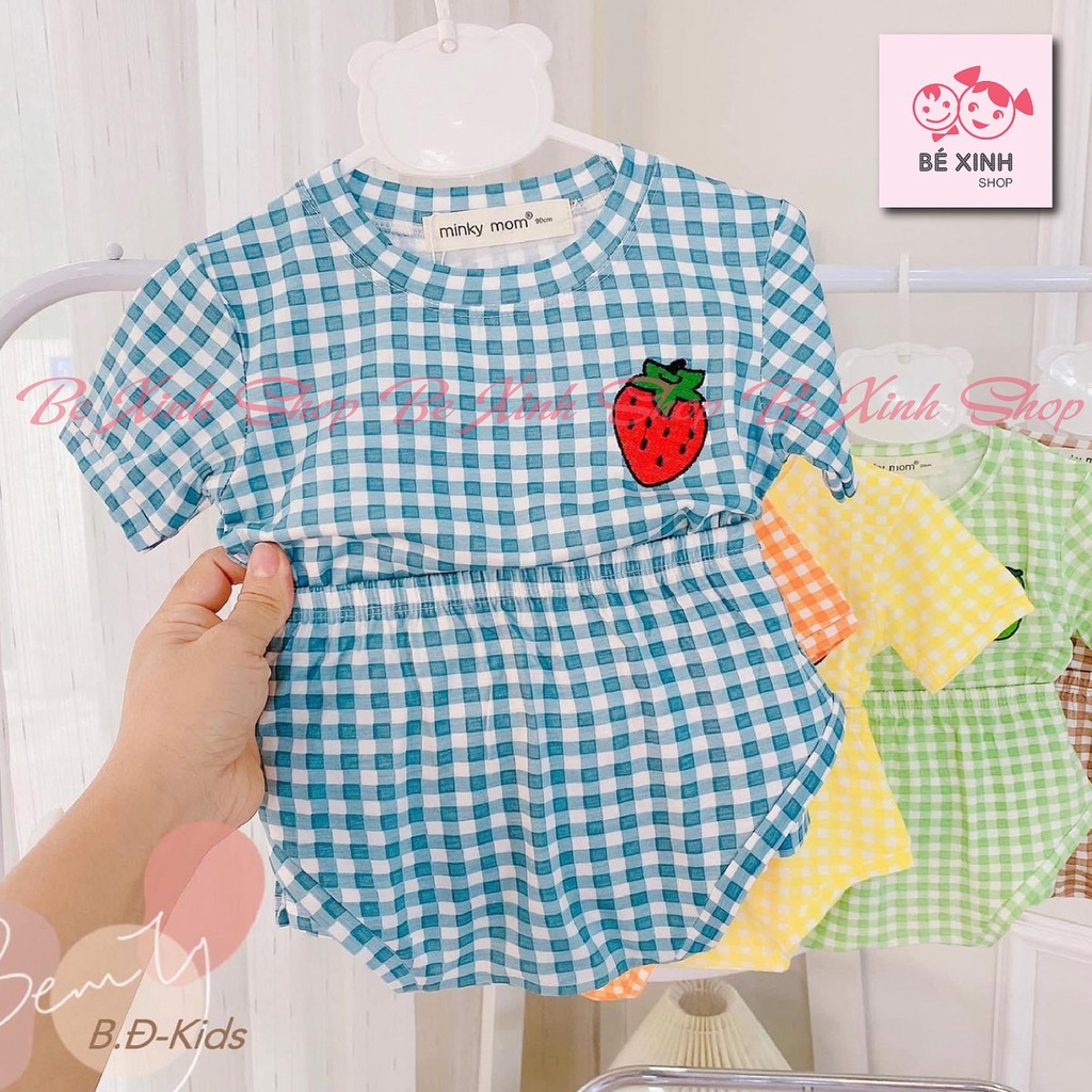 Minky Mom Bộ chip cộc tay cho bé trai bé gái  Đồ bộ bé trai gái quần áo trẻ em thun lạnh mát họa tiết CHIP CARO