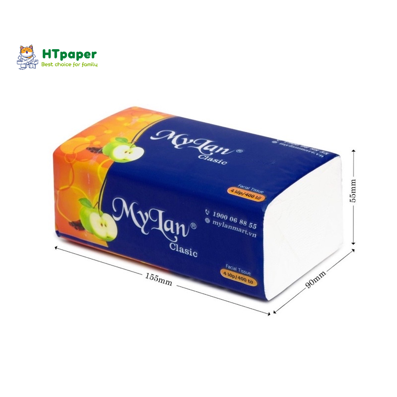 Giấy ăn Mylan Quả Táo  lốc 5 gói cao cấp 4 lớp chính hãng 100 tờ/gói