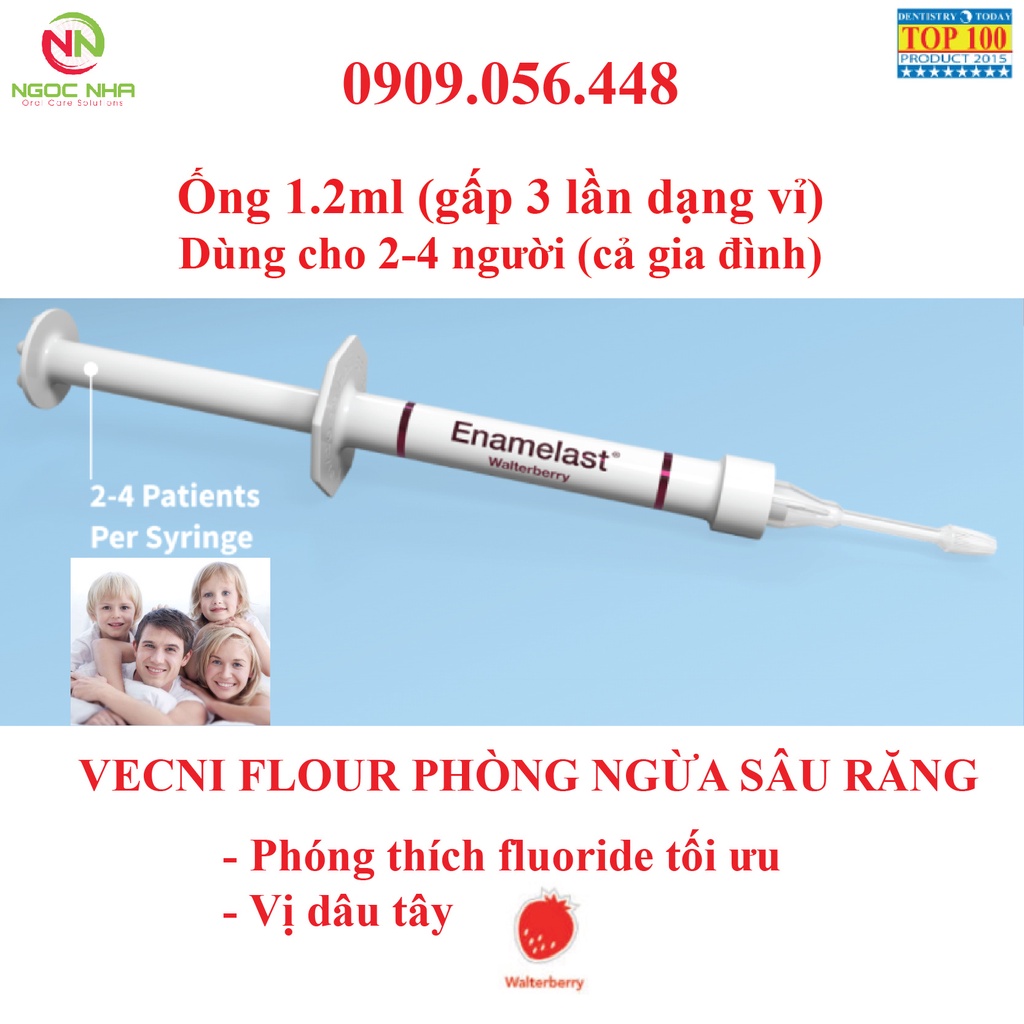 [Dạng ống 1.2 ml] Vecni flour viền đỏ Enamelast chống sâu răng cho trẻ em và người lớn, giảm ê buốt cho răng người lớn