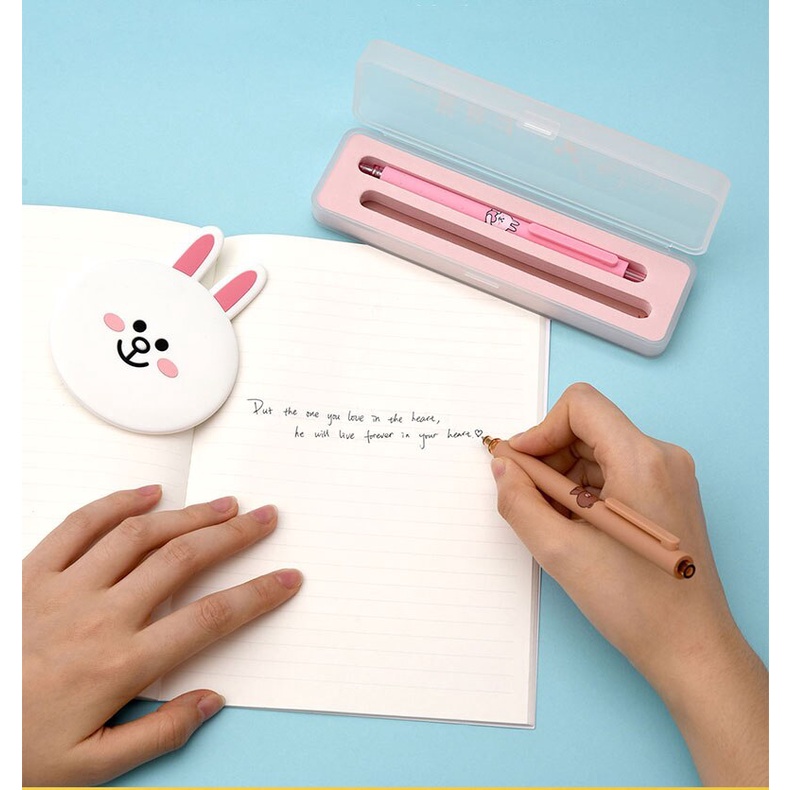 LINE FRIENDS Bút Mực Gel Ngòi 0.5MM Mực Đen Hình Tên Lửa Dễ Thương Dành Cho Học Sinh/Văn Phòng