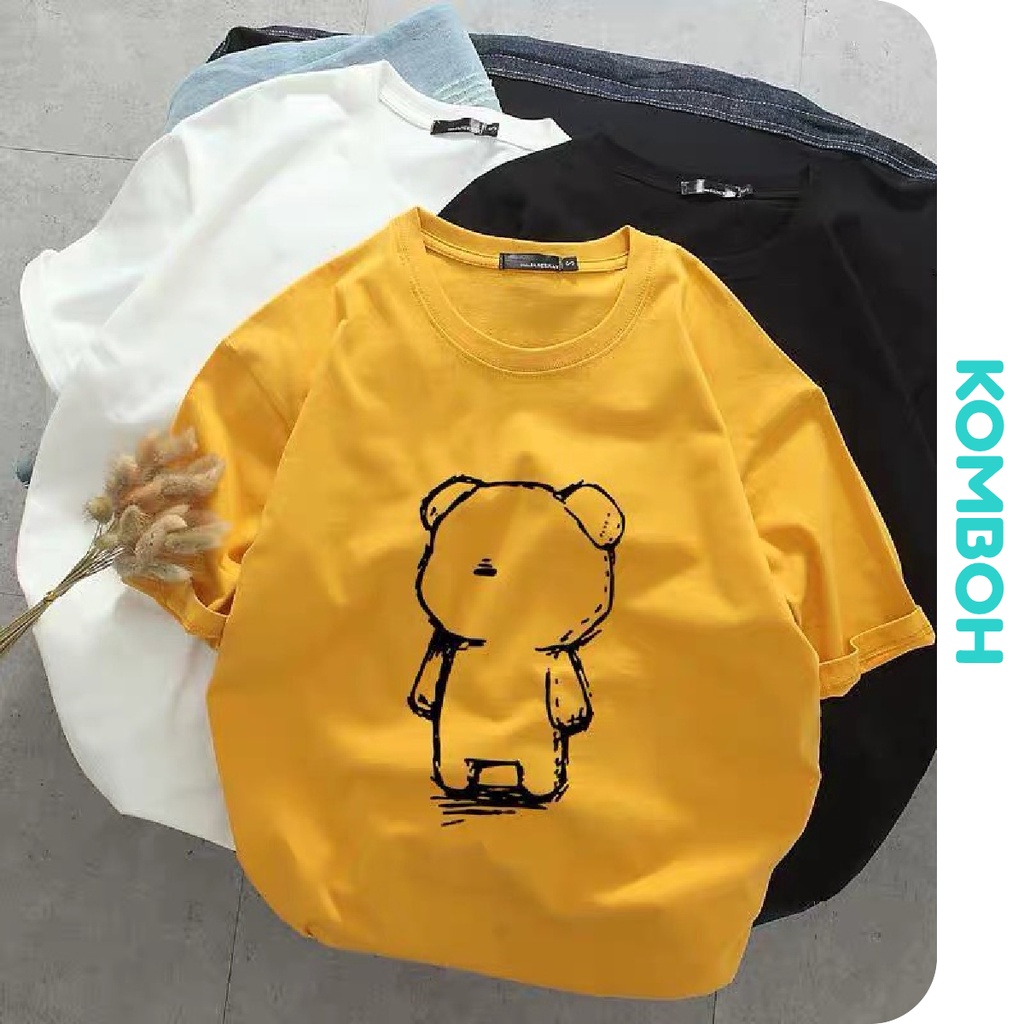 Áo thun tay lỡ KOMBOH phông Unisex nam nữ oversize form rộng đẹp ulzzang GẤU CÔ ĐƠN A12 | BigBuy360 - bigbuy360.vn