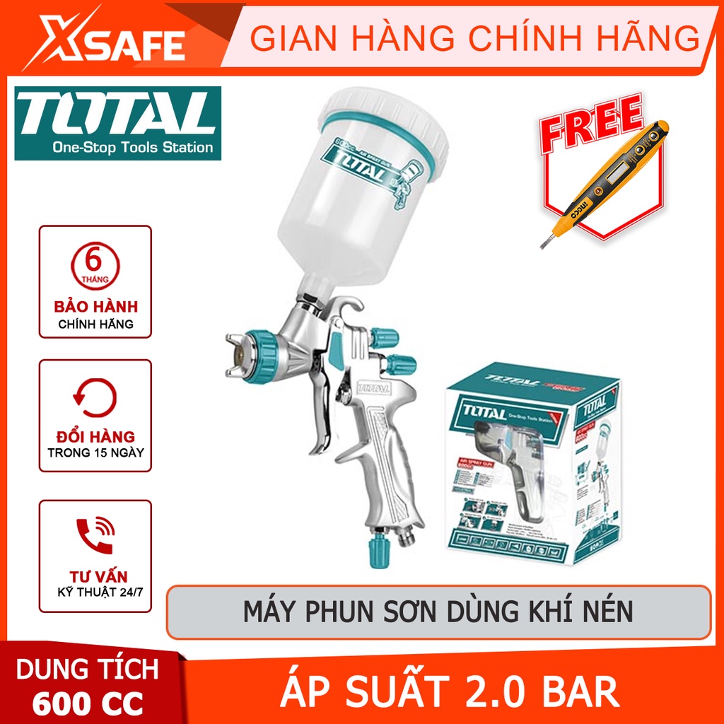 Súng phun sơn khí nén TOTAL TAT10605 Bình phun sơn đầu phun tiêu chuẩn 1.3mm, dùng sơn nền bóng, phun sơn xe - [XSAFE]