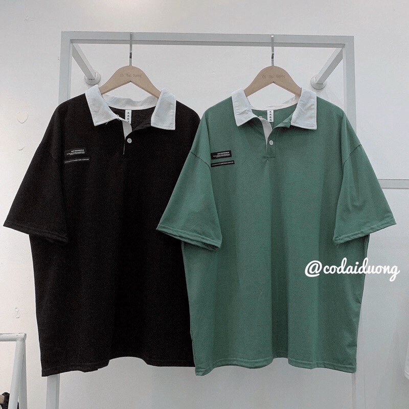 Áo Thun Unisex Form Rộng Cổ Bẻ Tay Lỡ In Chữ Phong Cách Mẫu Mới Chuẩn Form - CLITUS