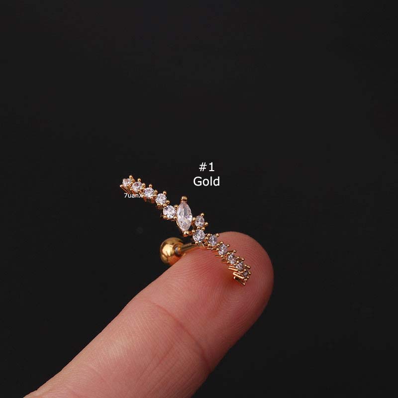 1 Khuyên Tai Dài 6Mm Bằng Thép Không Gỉ 16Mm Màu Vàng / Bạc