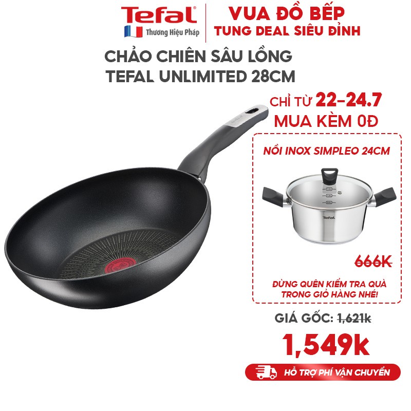 Chảo chiên sâu lồng Tefal Unlimited 28cm