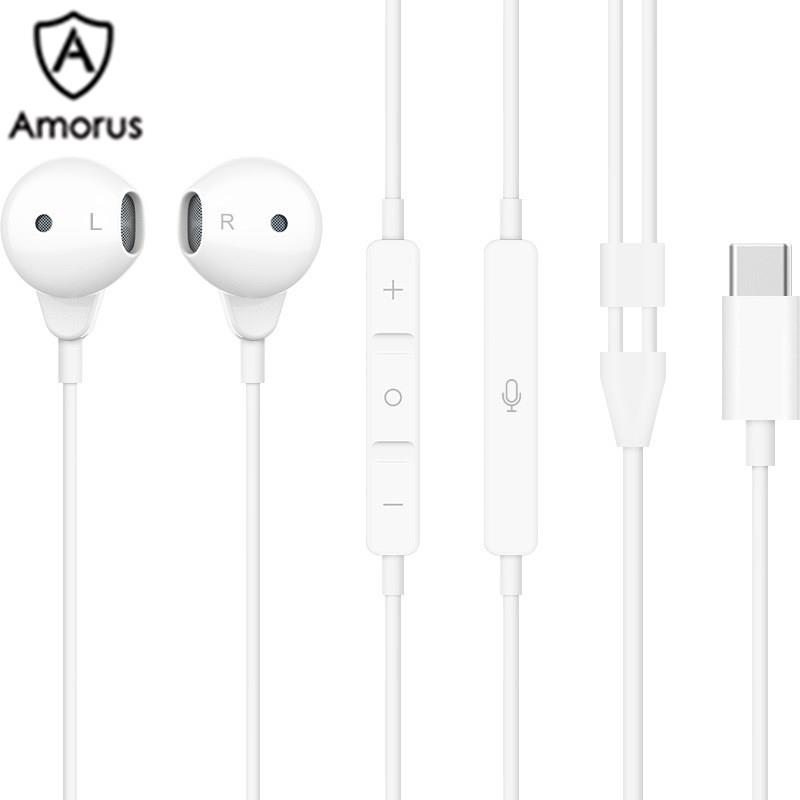 Tai Nghe Nhét Tai Nửa Có Dây Amorus Âm Thanh Nổi HIFI Đầu Cắm Type-C Cho Xiaomi Huawei Và Nhiều Thiết Bị