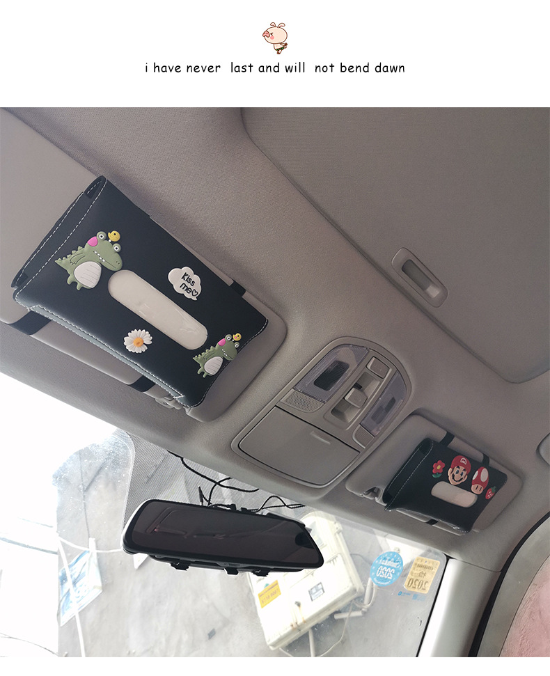 Mới! Hộp Đựng Khăn Giấy Bằng Da PU Hình Mickey Minnie Thông Dụng Gắn Tấm Che Nắng Xe Hơi