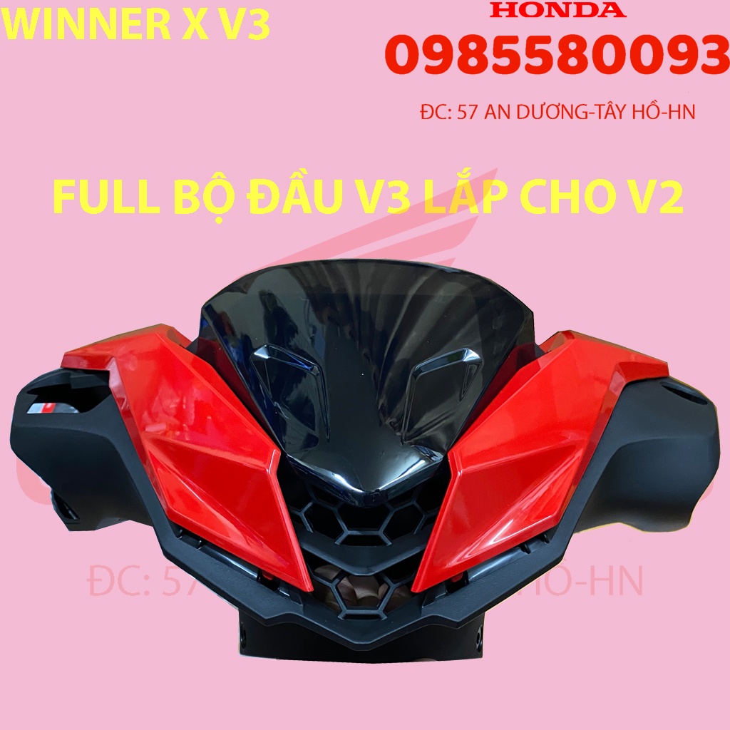 DÀN ÁO, NHỰA NHÁM, VỎ ĐẦU WINNER X V3 2022 MÀU ĐỎ HRC