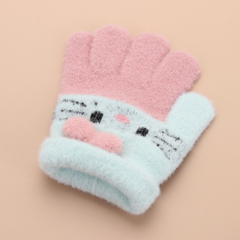Găng Tay Len Giữ Ấm Mùa Đông Mềm Mại Dễ Thương Cho Bé 3-10 Tuổi
