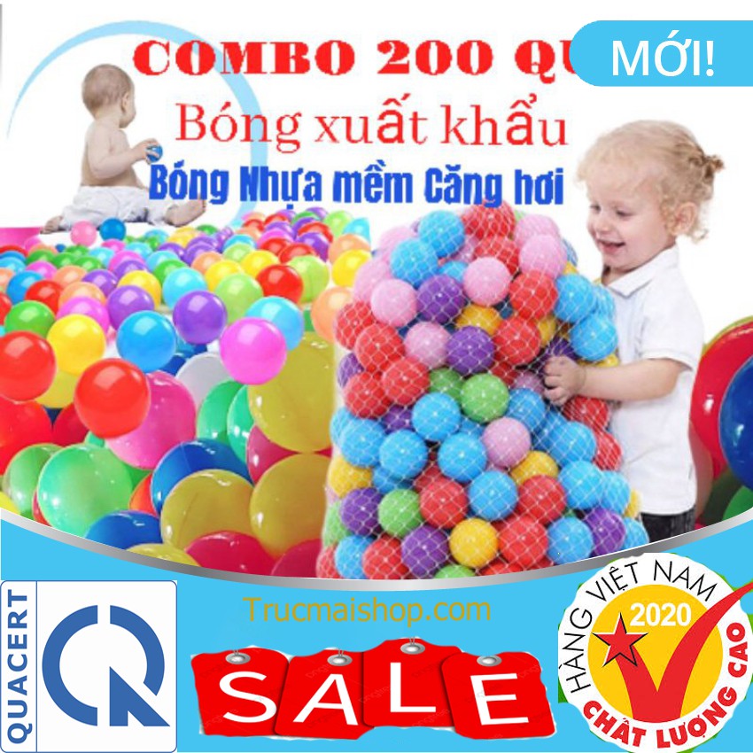 [Tặng Quà] Combo 200 Bóng nhựa mềm banh đồ chơi cho bé Hàng Xuất Khẩu căng hơi không mùi màu đẹp độ bền cao