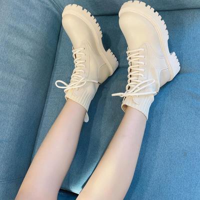 Giày BOOT Ulzzang Martin Nữ Phong Cách Anh giày Cao Cổ Dây Buộc Ảnh Thật Ở Cuối
