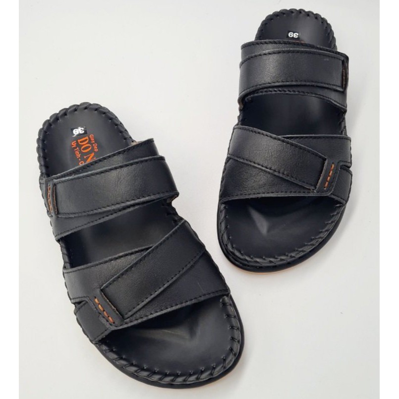 Dép da bò nam 100% da bò, dép quai ngang cao cấp mã KIN02 - shop kinson