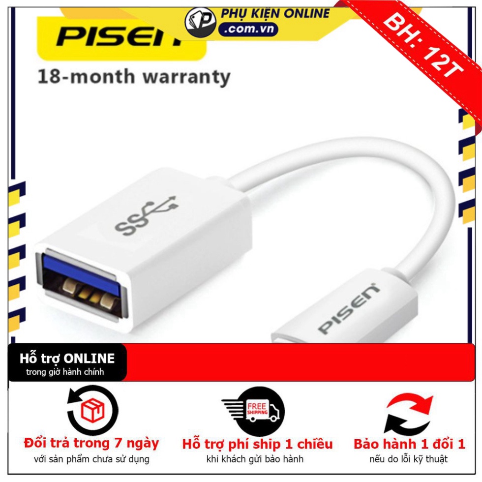 Cáp OTG PISEN Cổng TYPE C 15CM - BH 3 tháng 1 đổi 1 .