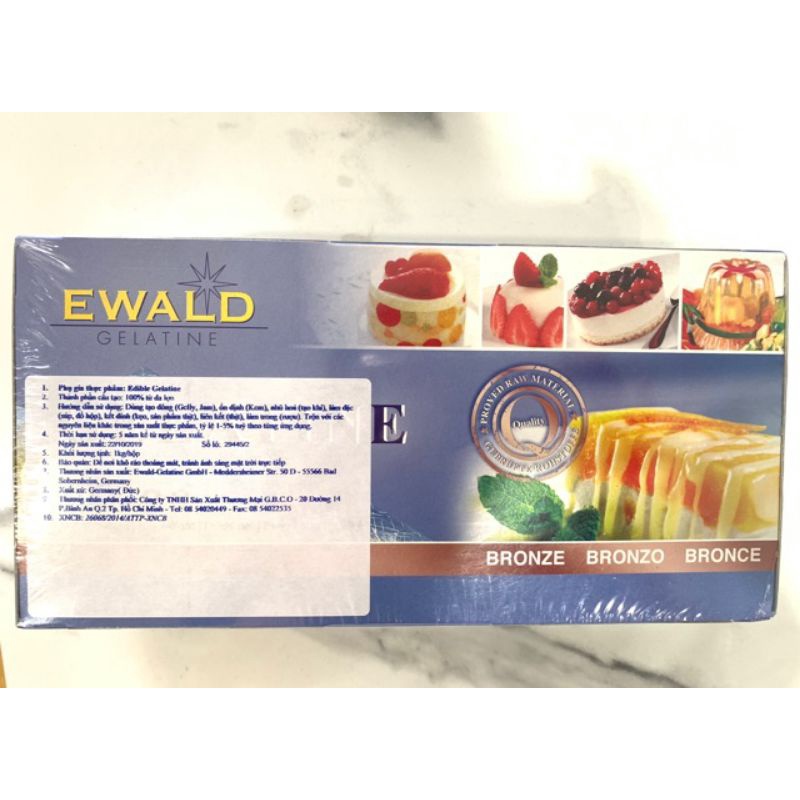 Gelatin lá dùng làm kẹo dẻo,bánh... 3.5g/lá ( set 5-10 lá) hiệu Ewald của Đức