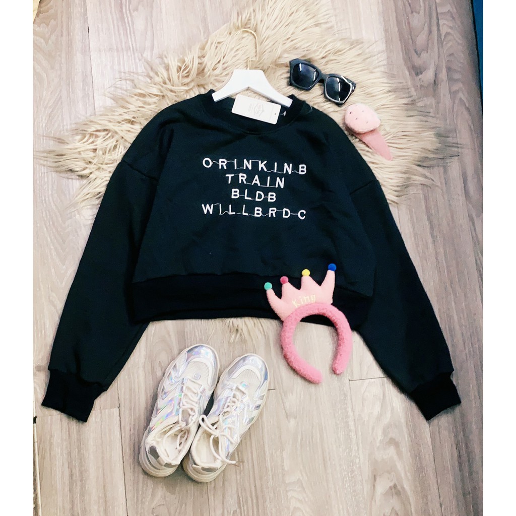 Áo croptop sweater nỉ ngoại cao cấp ulzzang cho nữ BIGSIZE ❤