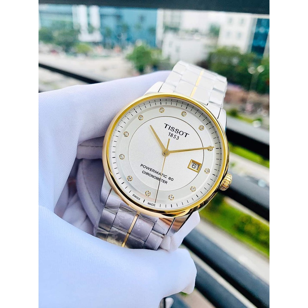 Đồng hồ nam Tissot T086.408.22.036.0.0- Máy Cơ trữ cót 80h - Đính Kim cương tự nhiên - Kính Sapphire