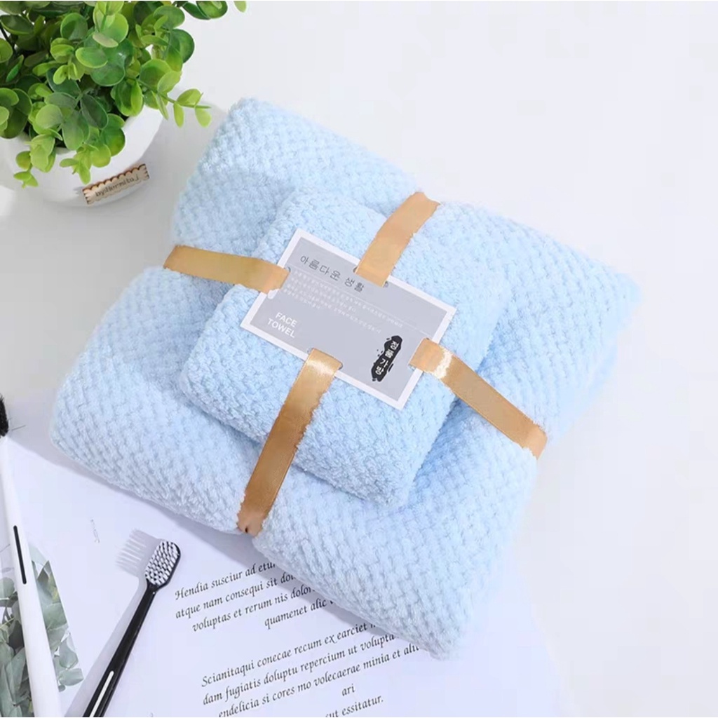 Set 2 khăn tắm gội túi lưới siêu thấm hút, không phai màu