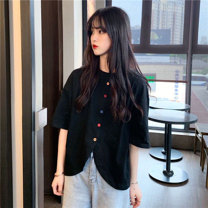 Áo Thun Nữ Ngắn Tay Cổ Tròn Thời Trang Hàn