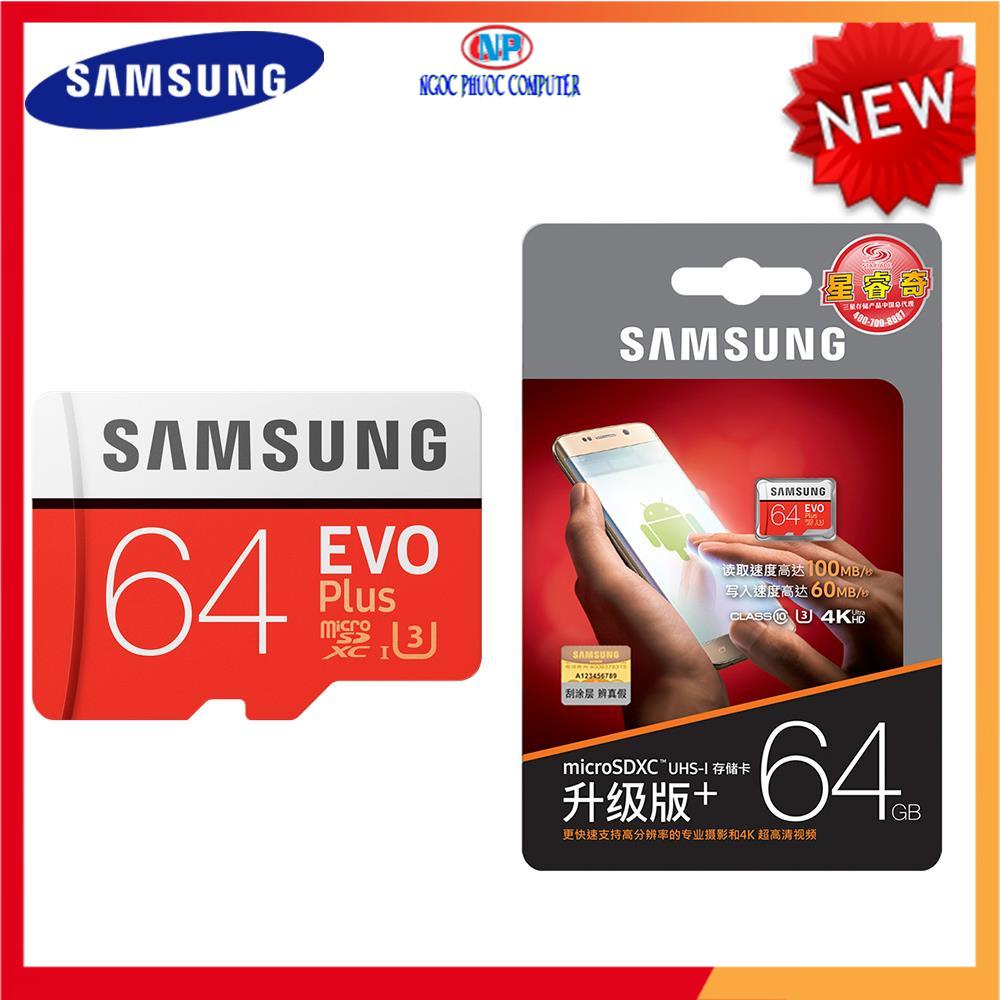 Thẻ nhớ MicroSD SamSung 128GB/64GB/32GB/16GB – Evo Plus Class 10  – Kèm Adapter – Bảo hành 5 năm