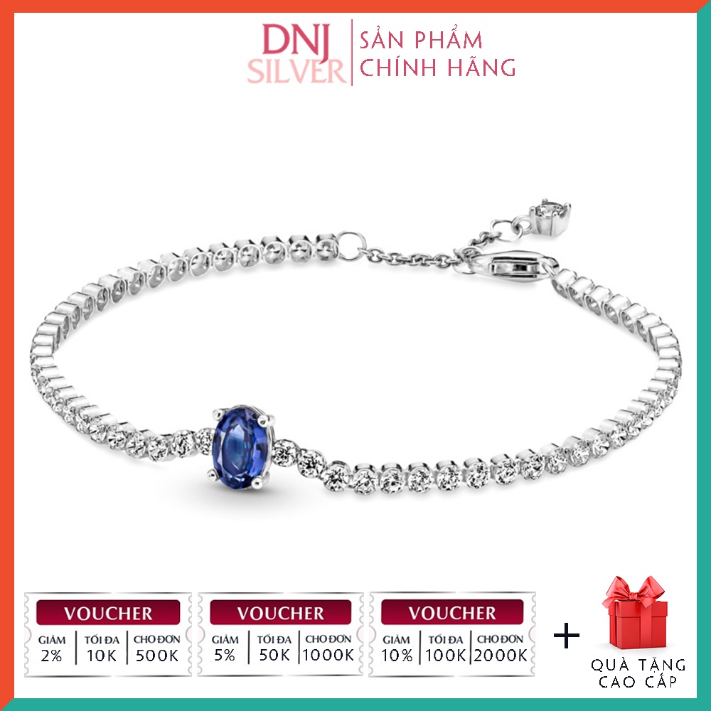 Vòng charm bạc 925 cao cấp - Mẫu vòng Sparkling Pavé Tennis Bracelet, có thể mix thêm hạt charm vào vòng theo ý thích