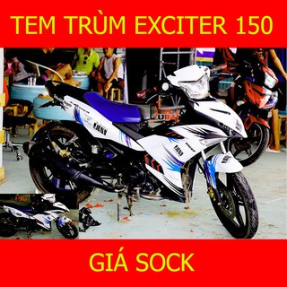 Tem Trùm Exciter 150 JAV Xanh Trắng