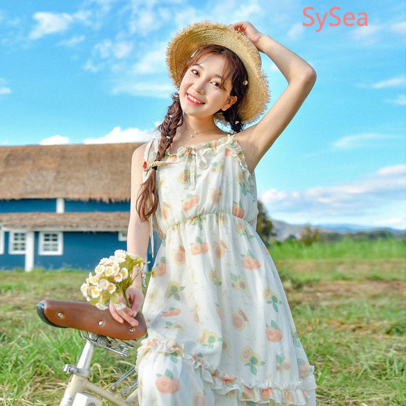 Đầm Hai Dây Dáng Dài Màu Vàng Sáng Thời Trang Đi Biển Dành Cho Nữ