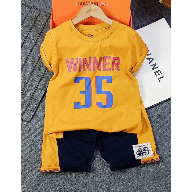 Bộ thun cotton bé trai in số siêu chất (size đại)