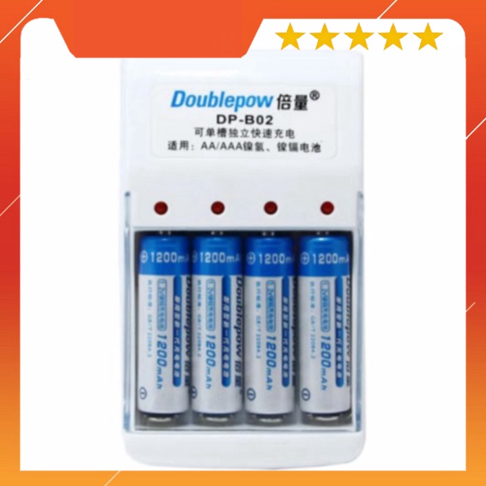 Sạc pin Doublepow DP-B02 kèm 4 pin tiểu sạc Doublepow AA 1200mAh